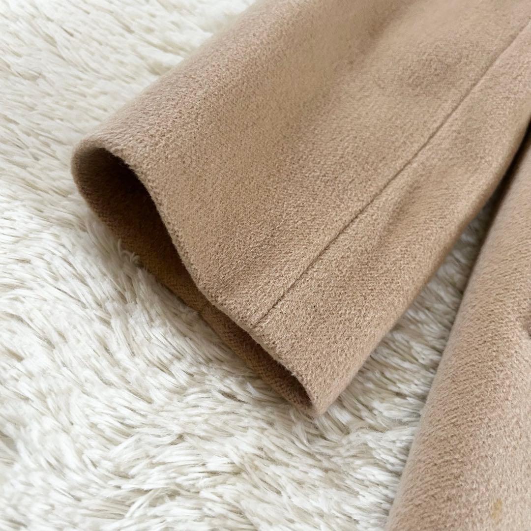 バーバリーブルーレーベル ロングコート アンゴラ混 裏地ノバチェック ベージュ