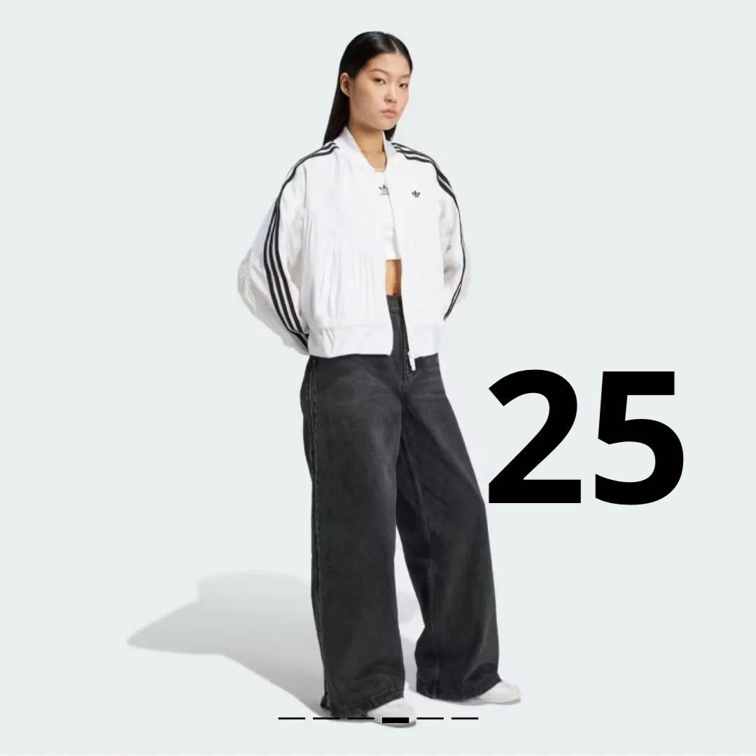 adidas ADILENIUM ジップウォッシュド デニムパンツ 25inch