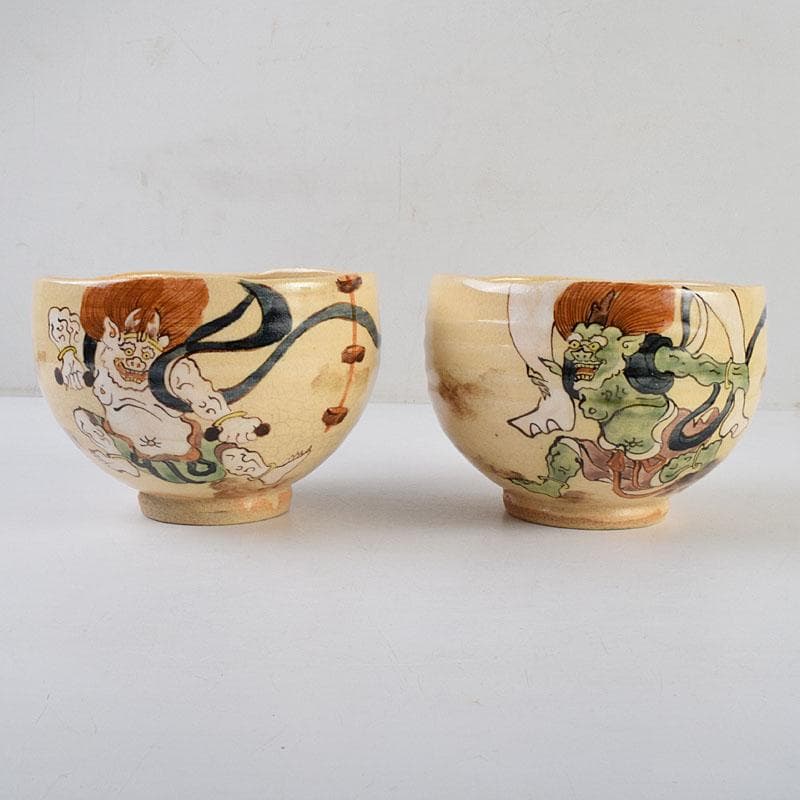 Mikan　尾形乾山紫翆深省風神雷神茶碗壱双方谷浩明極め箱　MR9472H