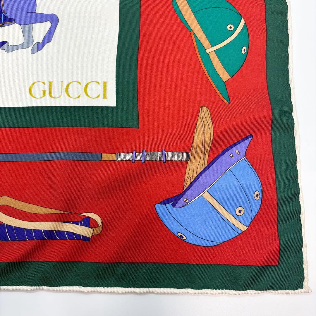 ♡美品♡ グッチ スカーフ 馬柄 大判 シルク100％