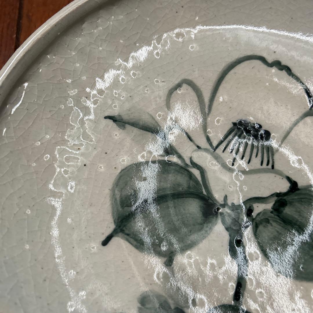 出雲　久村焼き　花柄陶器皿 約25cm