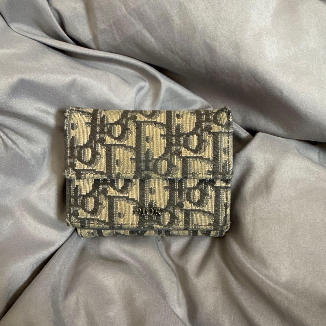 大人気！！DIOR 三つ折り財布 ケース付き オブリーク　ジャガード