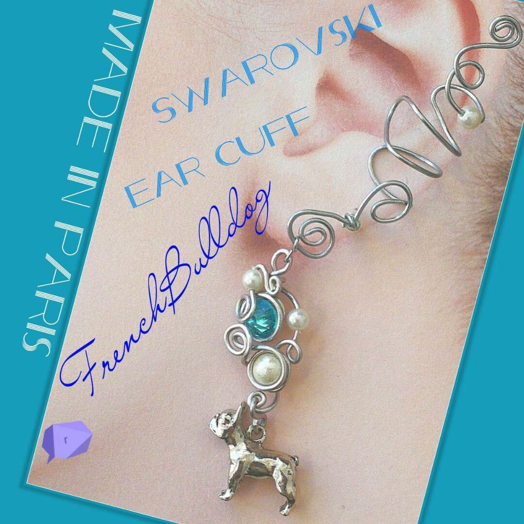 14kgf  パリ購入❤新品 フレンチブルドック 公式スワロフスキー　ピアス