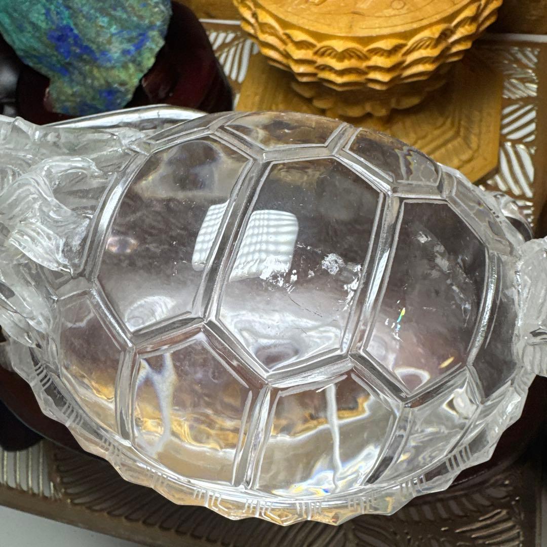 天然水晶 龍亀 ロングイ 1.5kg 証明書付 高級 彫刻 置物