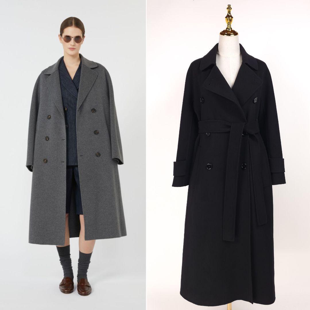 【新品同様】マックスマーラ 42 ダブルフェイス コート ベルト ブラック