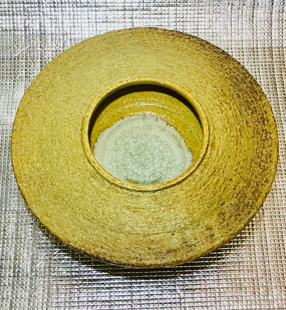 焼物　生花の水盤　黄色い