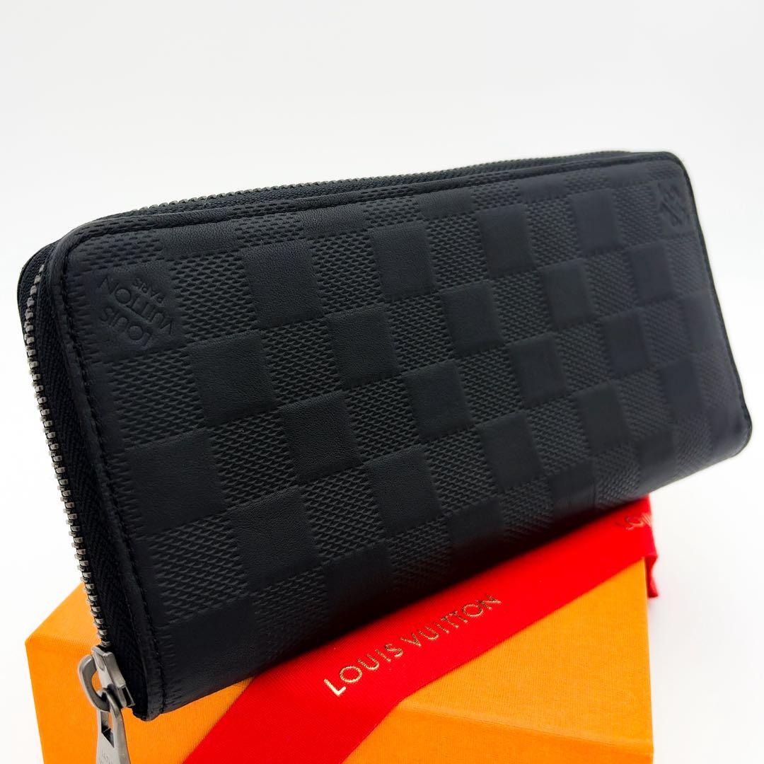 ルイヴィトン ダミエ アンフィニ ヴェルティカル 黒 長財布 メンズ 二つ折り