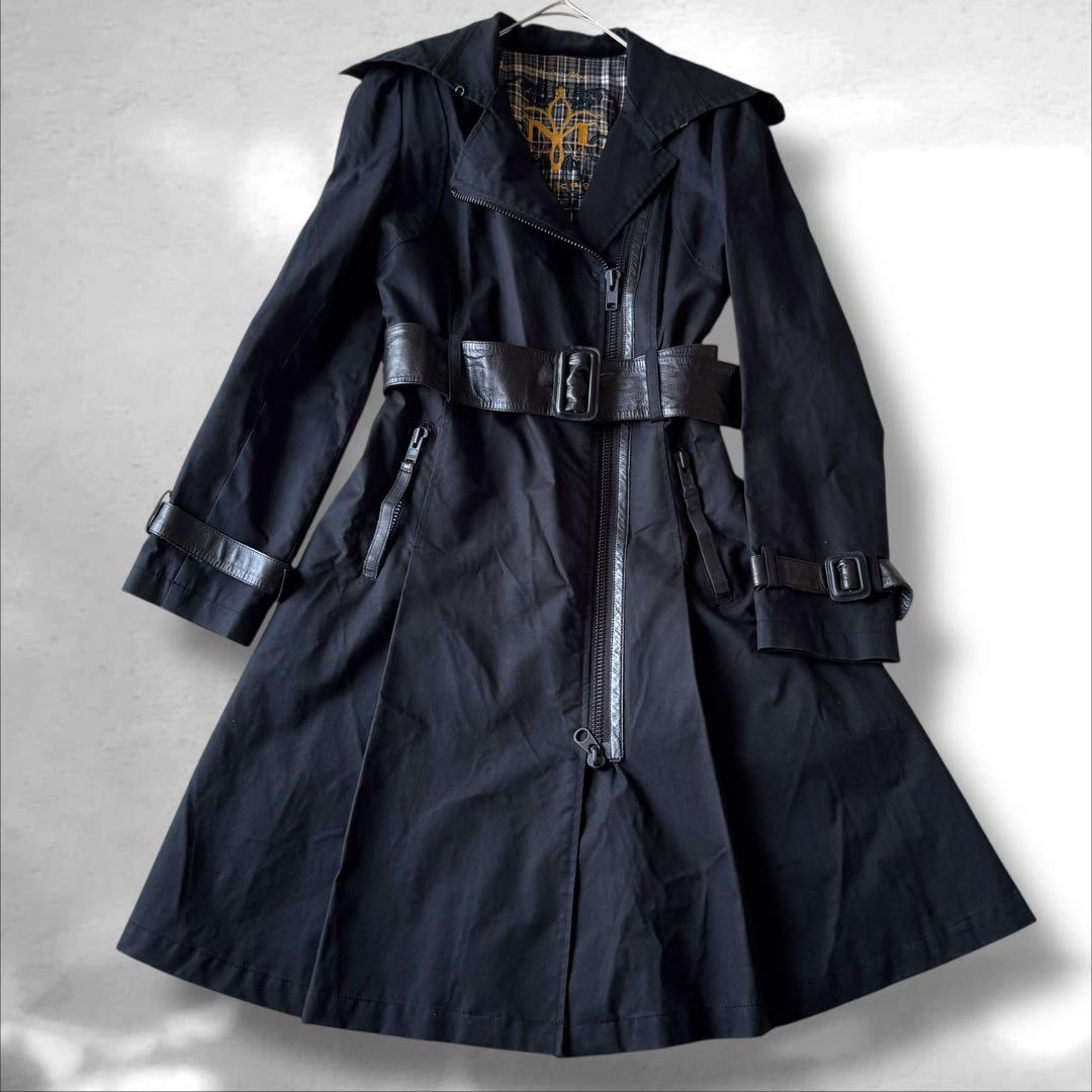 Mackage マッカージュ　トレンチコート　Aライン　ダブルジップ 牛革 黒