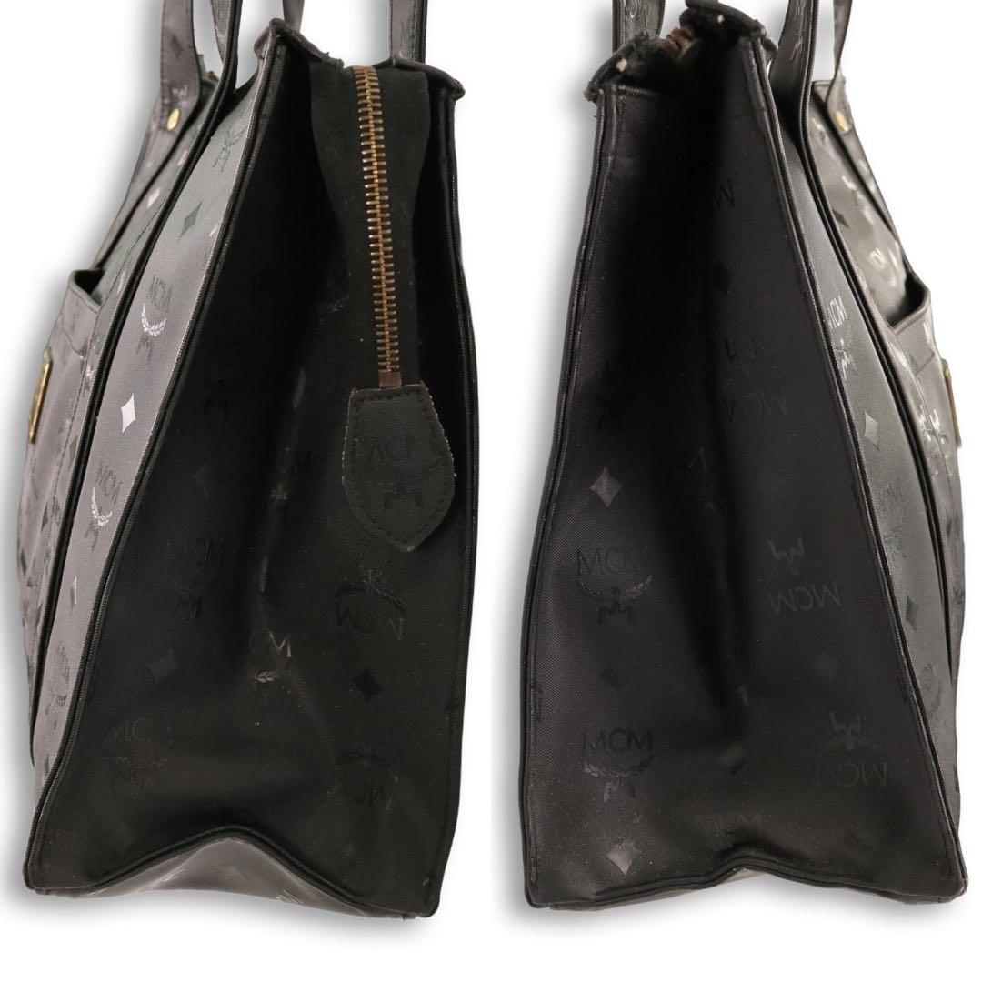 MCM モノグラム トートバッグ ヴィセトス 総柄 黒 ゴールド金具 肩掛け
