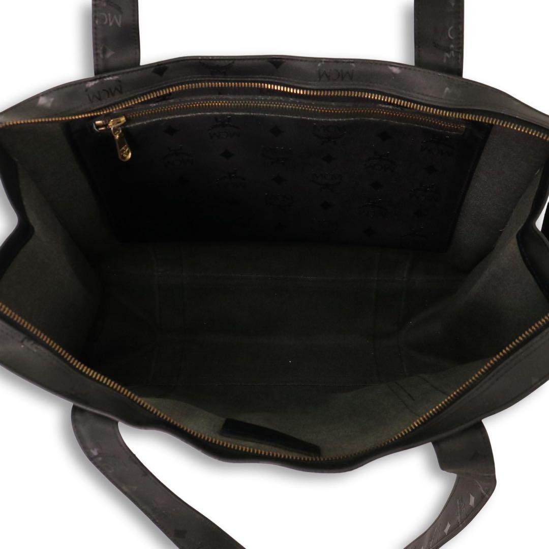 MCM モノグラム トートバッグ ヴィセトス 総柄 黒 ゴールド金具 肩掛け