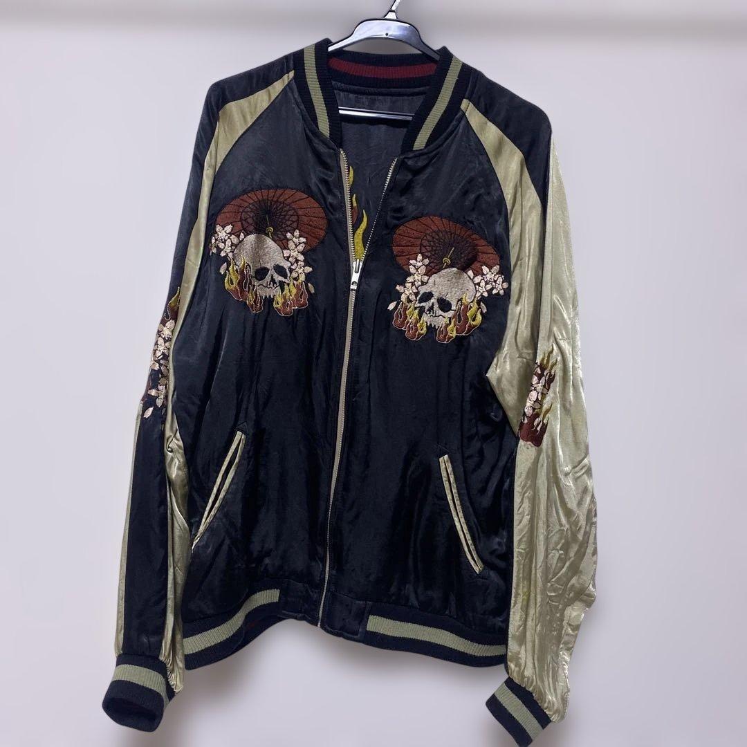 SATORI リバーシブルスカジャン 和柄 龍 スカル ドクロ 刺繍 花旅楽団