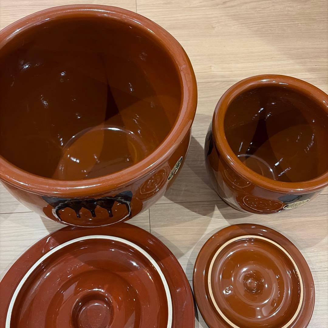 常滑焼 久松窯 丸壺 8号 3号 セット 蓋付 漬物容器 梅干し 味噌