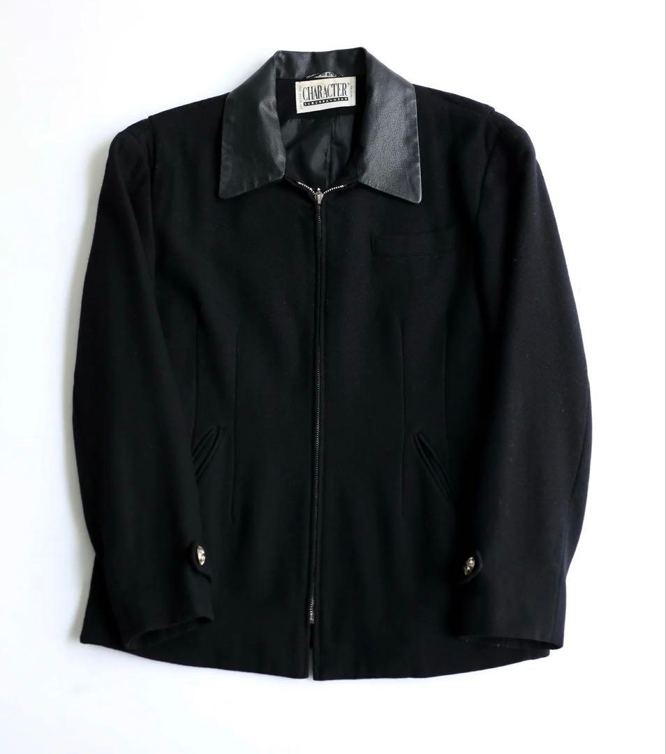 ジャケット・アウター 90's LEATHER COLLAR WOOL DRIZZLER JACKET