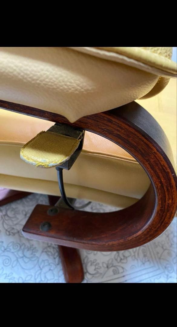 リクライニングチェア/皮革/クリームイエロー1脚