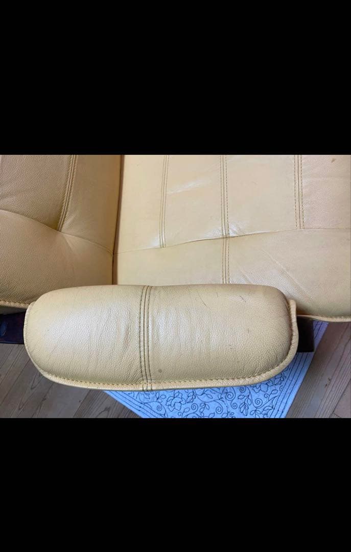 リクライニングチェア/皮革/クリームイエロー1脚
