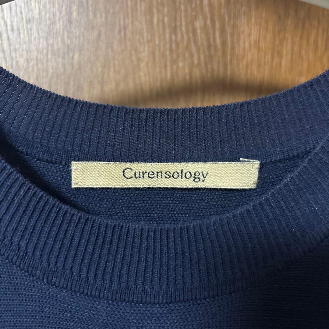 Curensology〈カレンソロジー〉　ウールギャザーワンピース　ネイビー