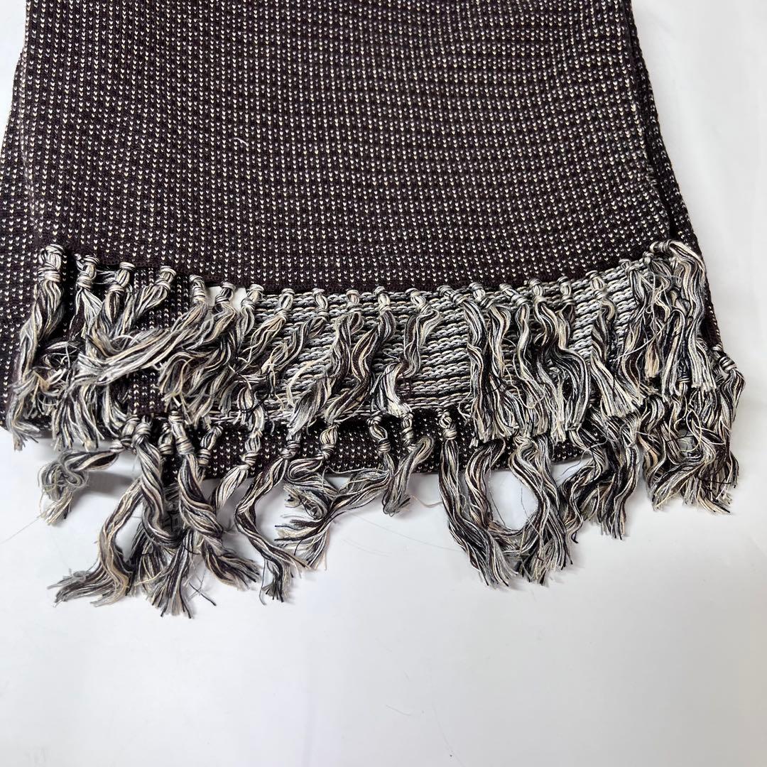 ルイヴィトン マフラー フリンジ シルク30% ウール70% ブラウン