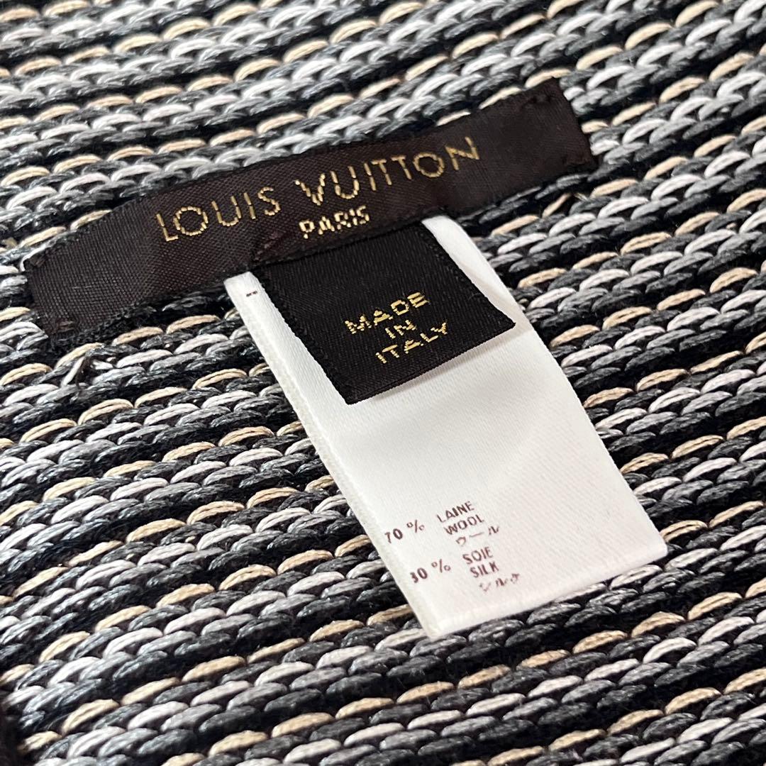 ルイヴィトン マフラー フリンジ シルク30% ウール70% ブラウン