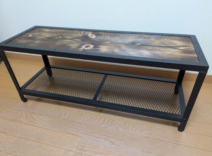 (秋のセール中)アイアンシェルフ、シューズラック、インダストリアル、幅90センチ