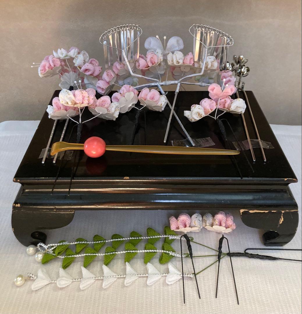 専用　七五三　梅桜饗宴　蝶々舞う勝山簪　金属簪　玉簪　ひわ鹿の子　白緑藤下がり