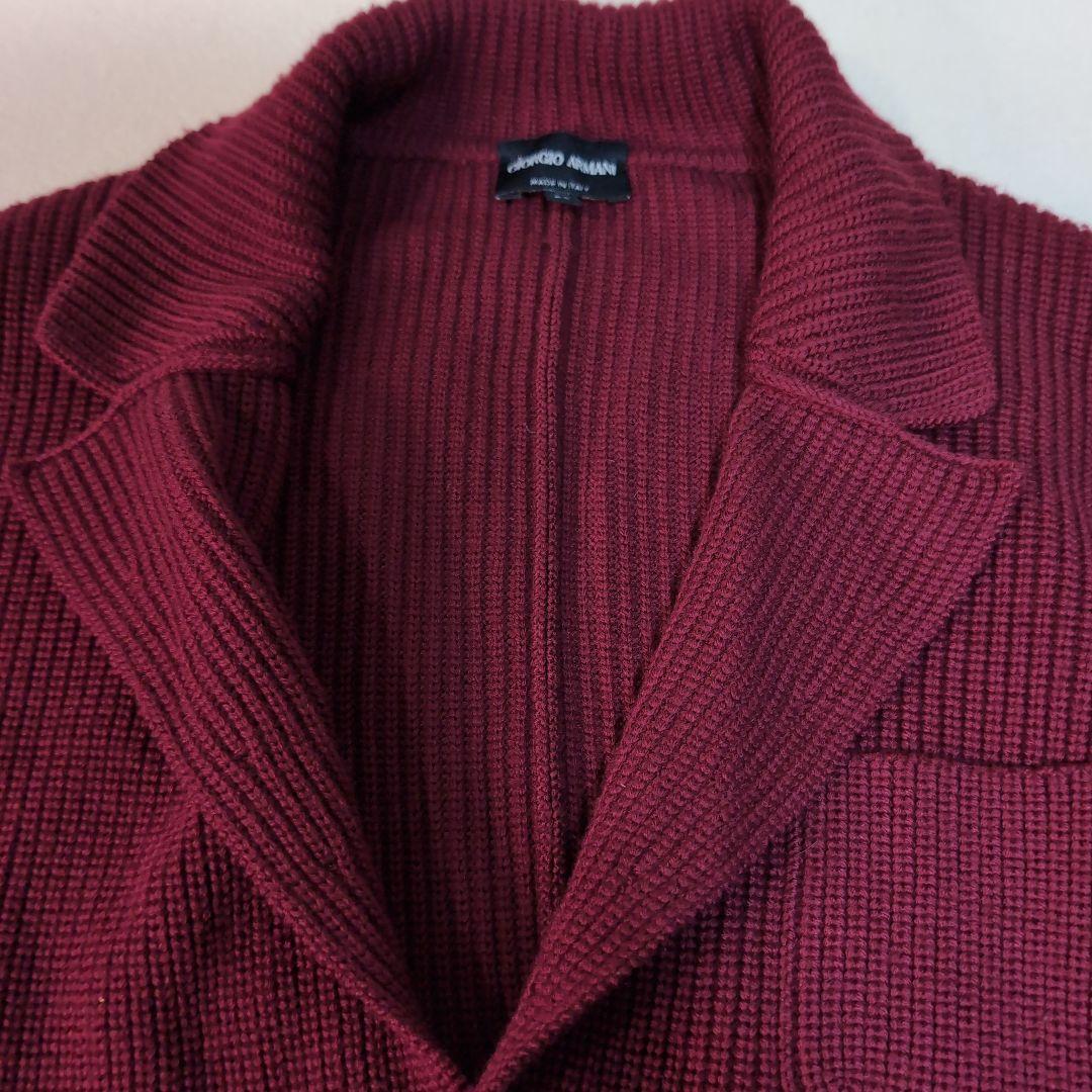 美品 GIORGIO ARMANIバーガンディ ハイネックメンズカーディガン
