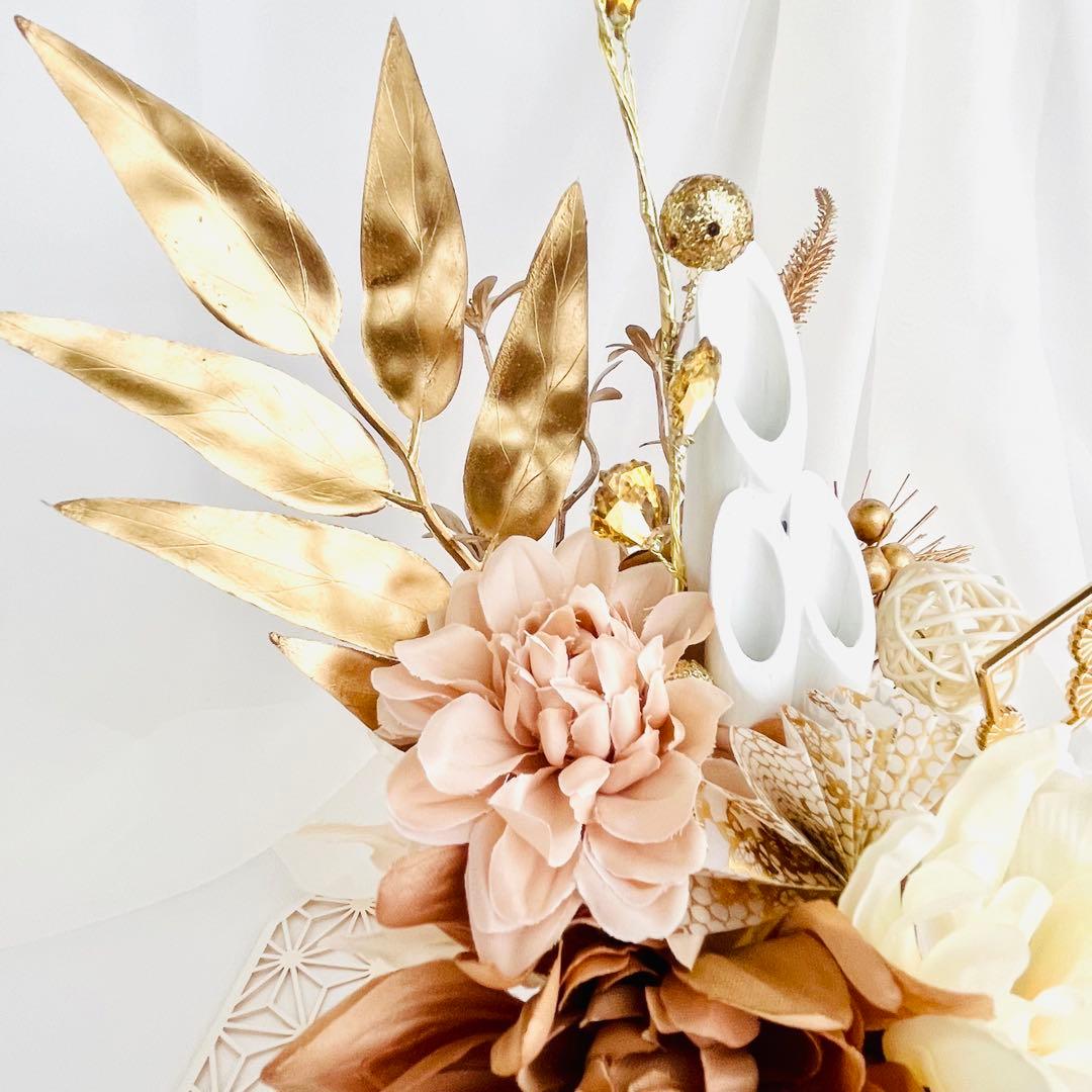 お正月飾り 門松 白 ゴールド モダン門松 ハンドメイド 大 216