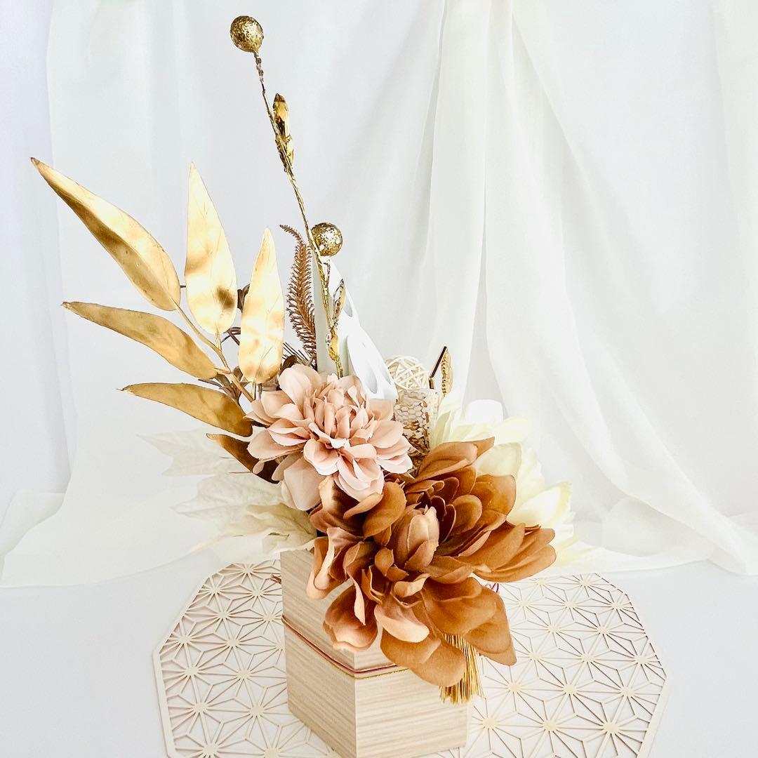 お正月飾り 門松 白 ゴールド モダン門松 ハンドメイド 大 216