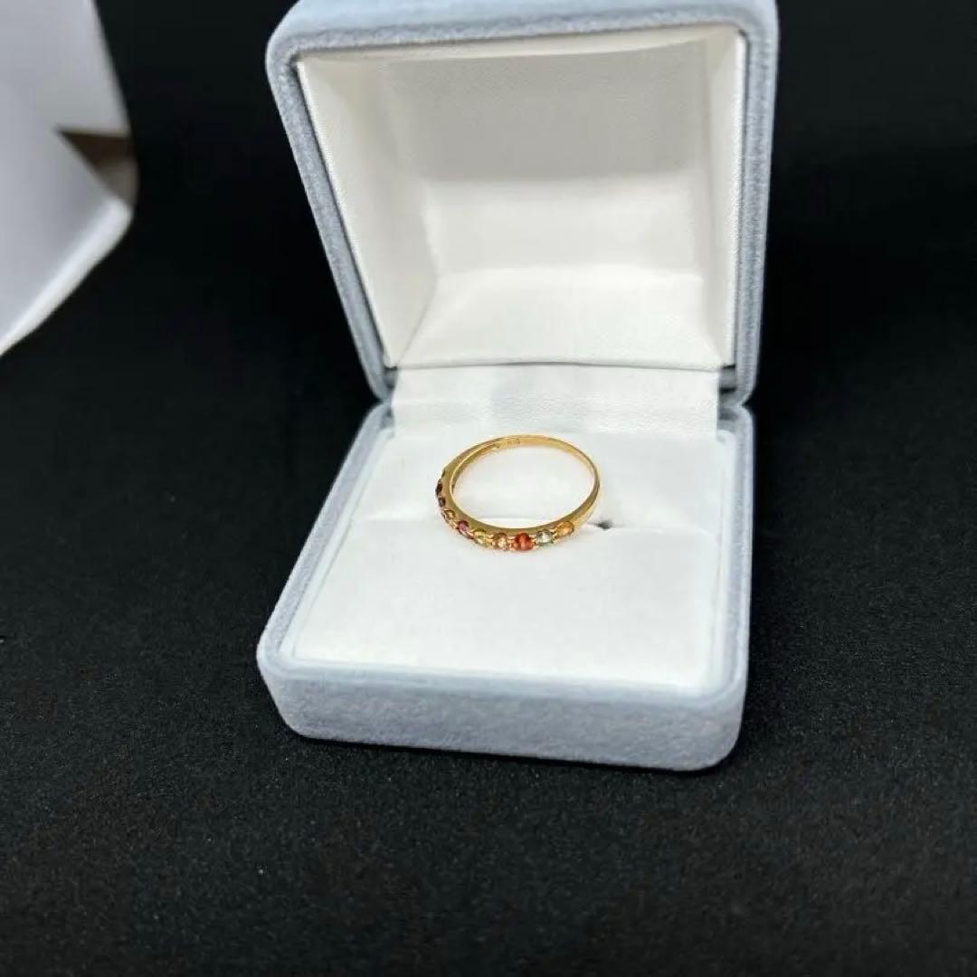 .**様 K18ゴールド マルチカラーストーン リング エタニティ