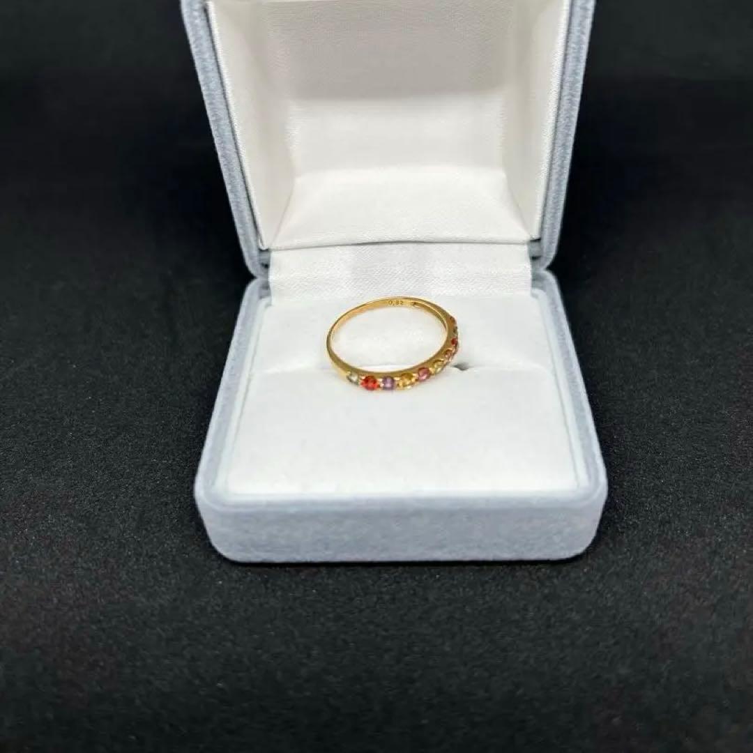 .**様 K18ゴールド マルチカラーストーン リング エタニティ