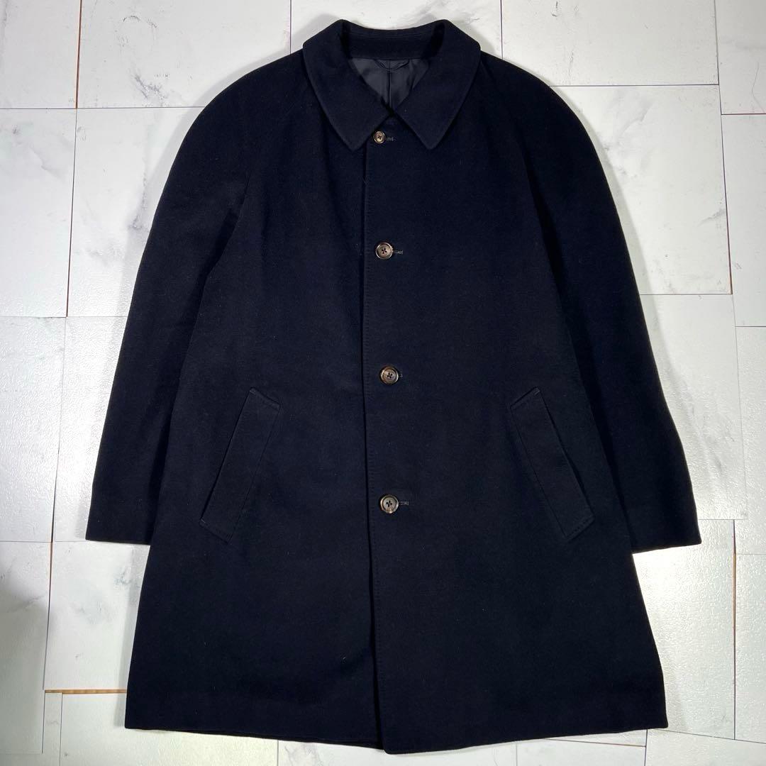 美品 カシミヤ混 アクアスキュータム ステンカラー バルマカーンコート LL