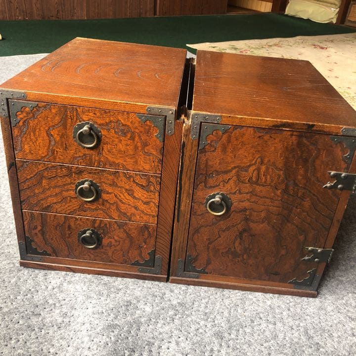 R★書道　机　ミニ箪笥　骨董　アンティーク①引き出し3段