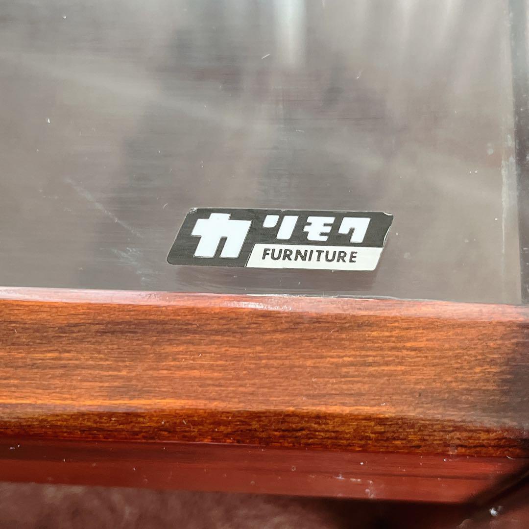 傷み有】ビンテージ カリモク ガラス トップ ローテーブル 送料込
