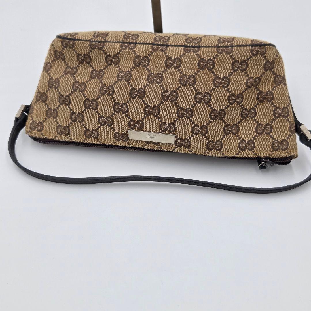 【良品】グッチ アクセサリーポーチ ミニバッグ GG キャンバス ブラウン