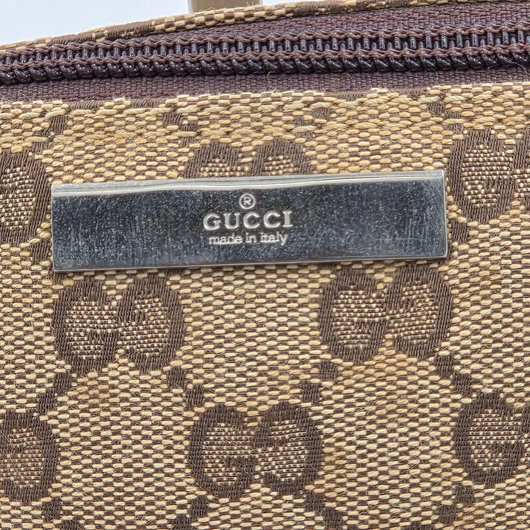 【良品】グッチ アクセサリーポーチ ミニバッグ GG キャンバス ブラウン