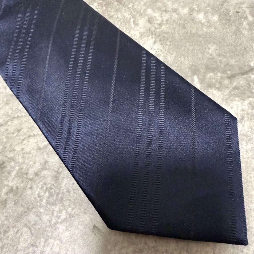 【✨極美品✨】BURBERRY バーバリー ネクタイ ネイビー ストライプ 肉厚