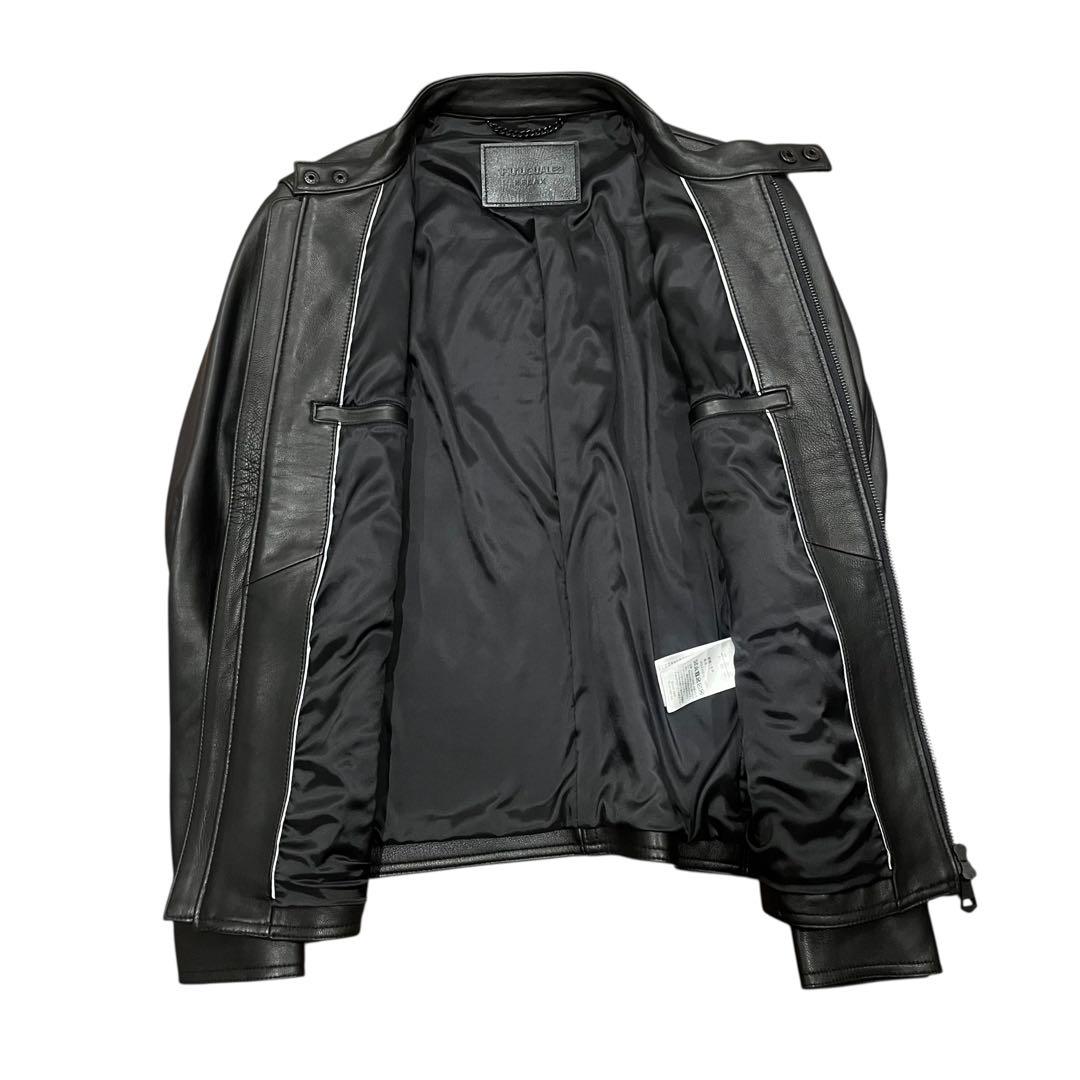 【未使用】1piu1uguale3 ラムレザー シングル ライダースジャケット