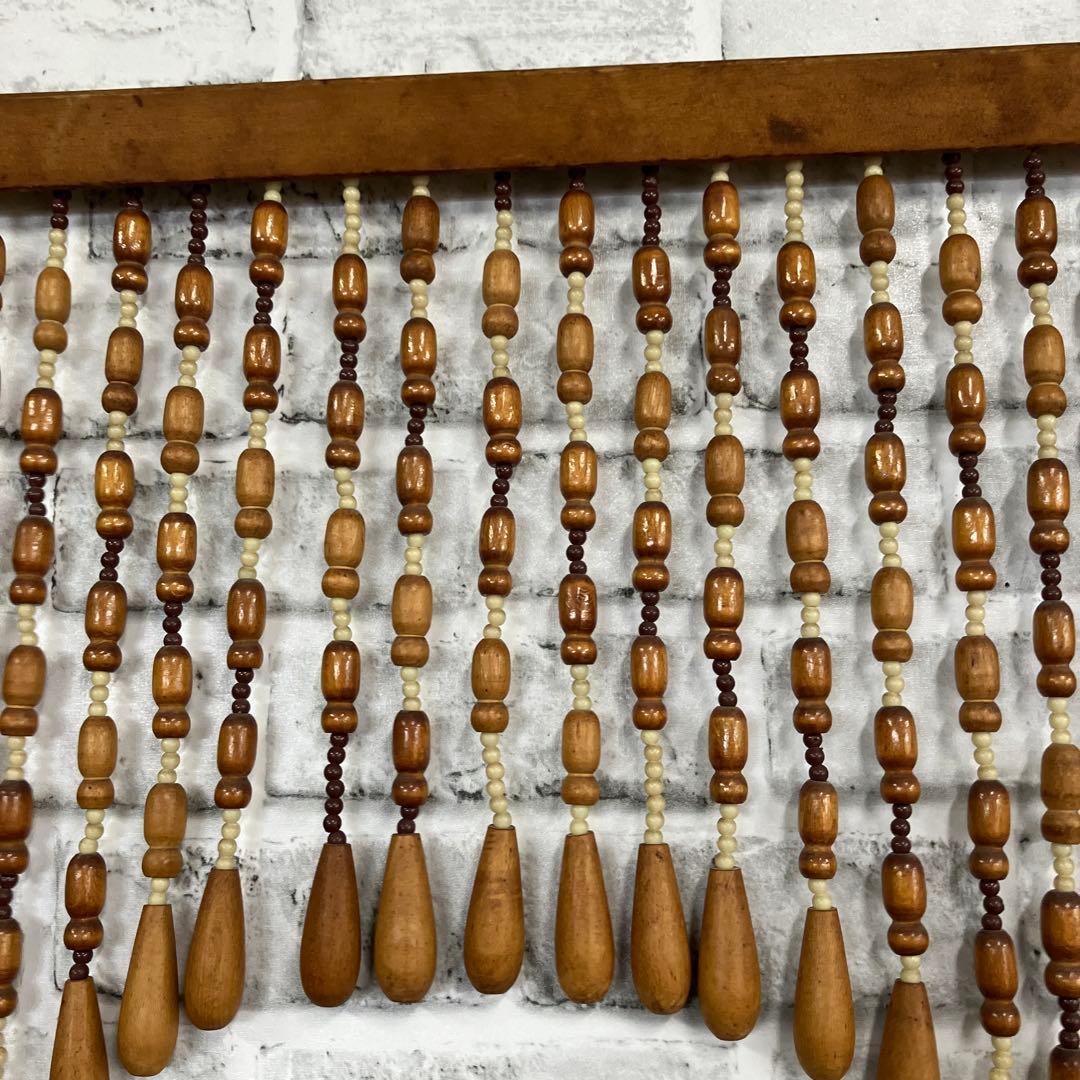 B-2 珠のれん ウッドビーズ 昭和レトロ アーチ型 アンティーク 吊り下げ