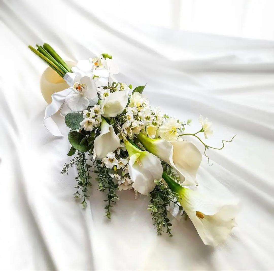 アーティフィシャルフラワーウエディングブーケ、ブートニア、ヘッドセット、3点