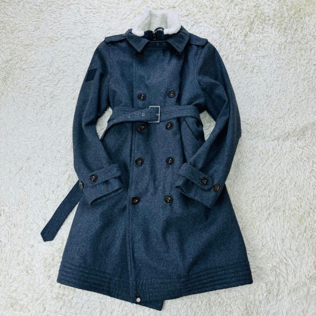 Pretty Green ロングコート 裏ボア トレンチ ダブル ベルト XL