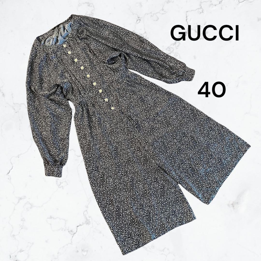 美品 GUCCI シルク100% オールインワン 40 L パンツワンピース