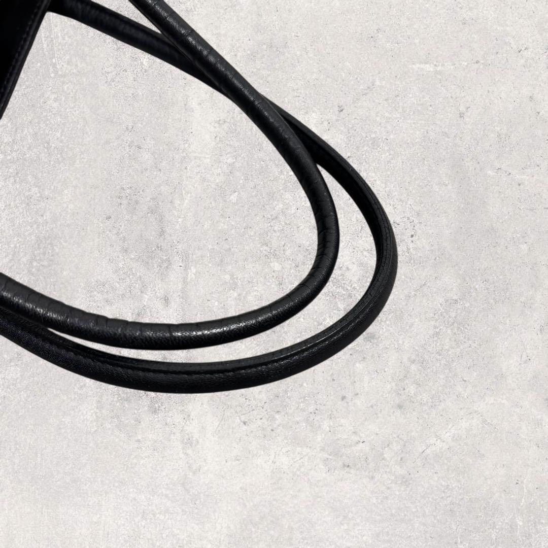 マーガレットハウエル トートバッグ レザー 旧ロゴ 黒 A4 肩掛け チャーム付