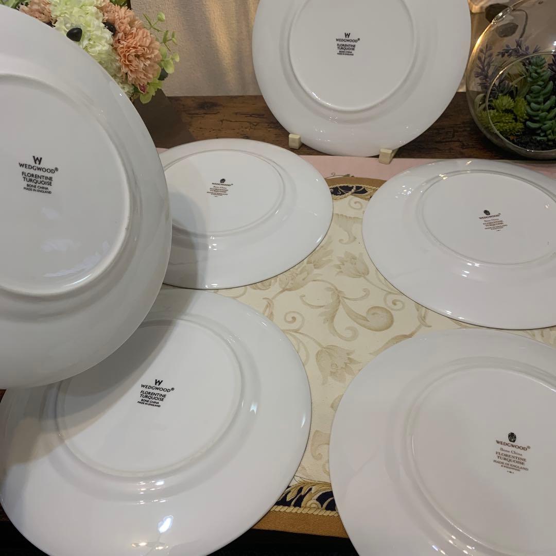 ウェッジウッド フロレンティーン　ターコイズ　20.5cmデザートプレート6枚