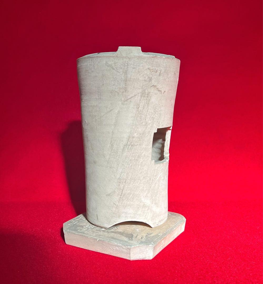 煎茶道具 古道具 茶道具 白泥 涼炉　涼炉台付　コレクション蟹彫刻 在銘 龍山造