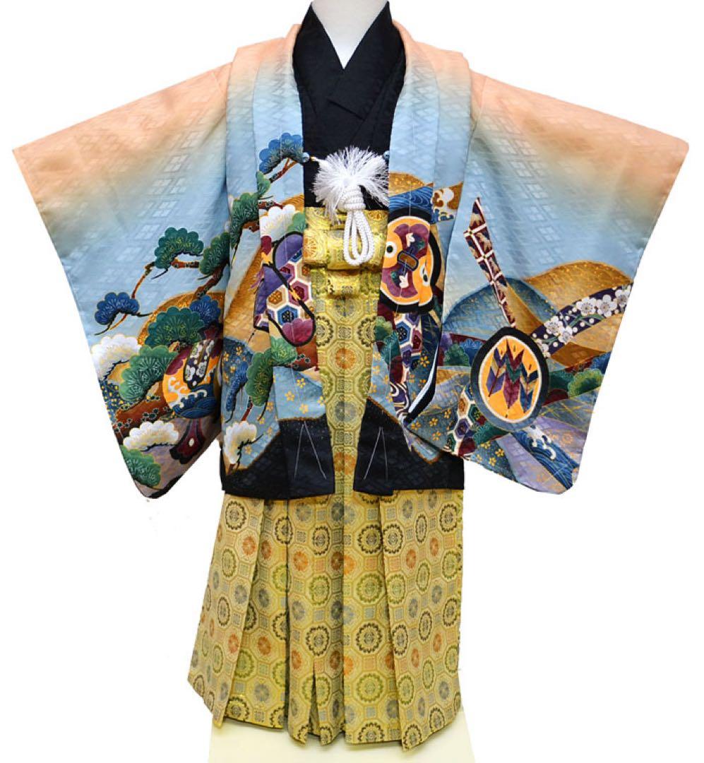 微訳あり　七五三 着物 男の子 袴 セット 3歳羽織袴 フルセット 鷹　クリーム