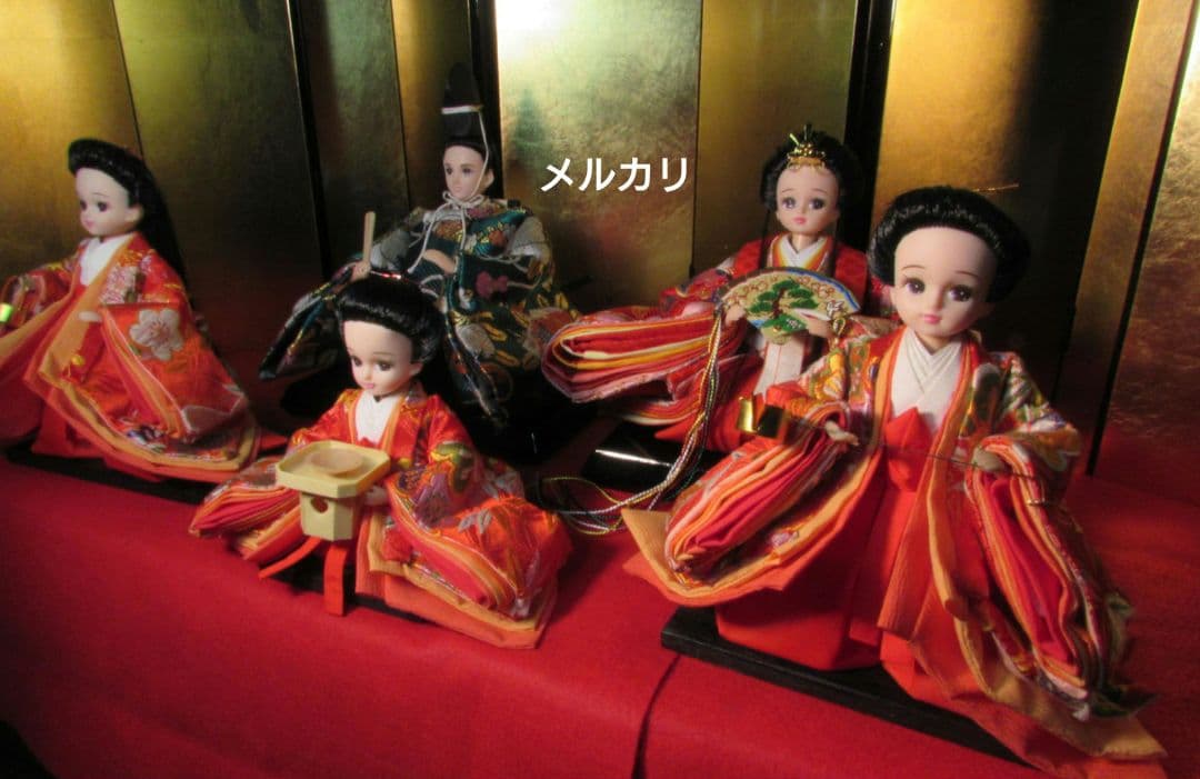 リカちゃん★親王 三人官女☆五人飾り お雛様 雛人形★カスタム