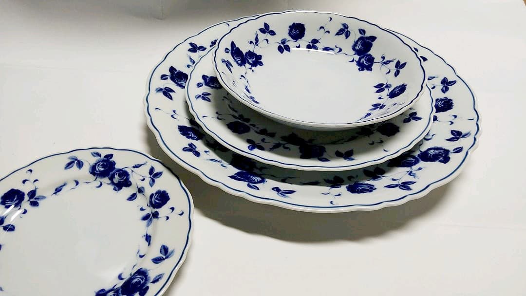 たち吉　青花　バラ　大皿　オードブル皿　スープ皿など31枚　 Adam&Eve