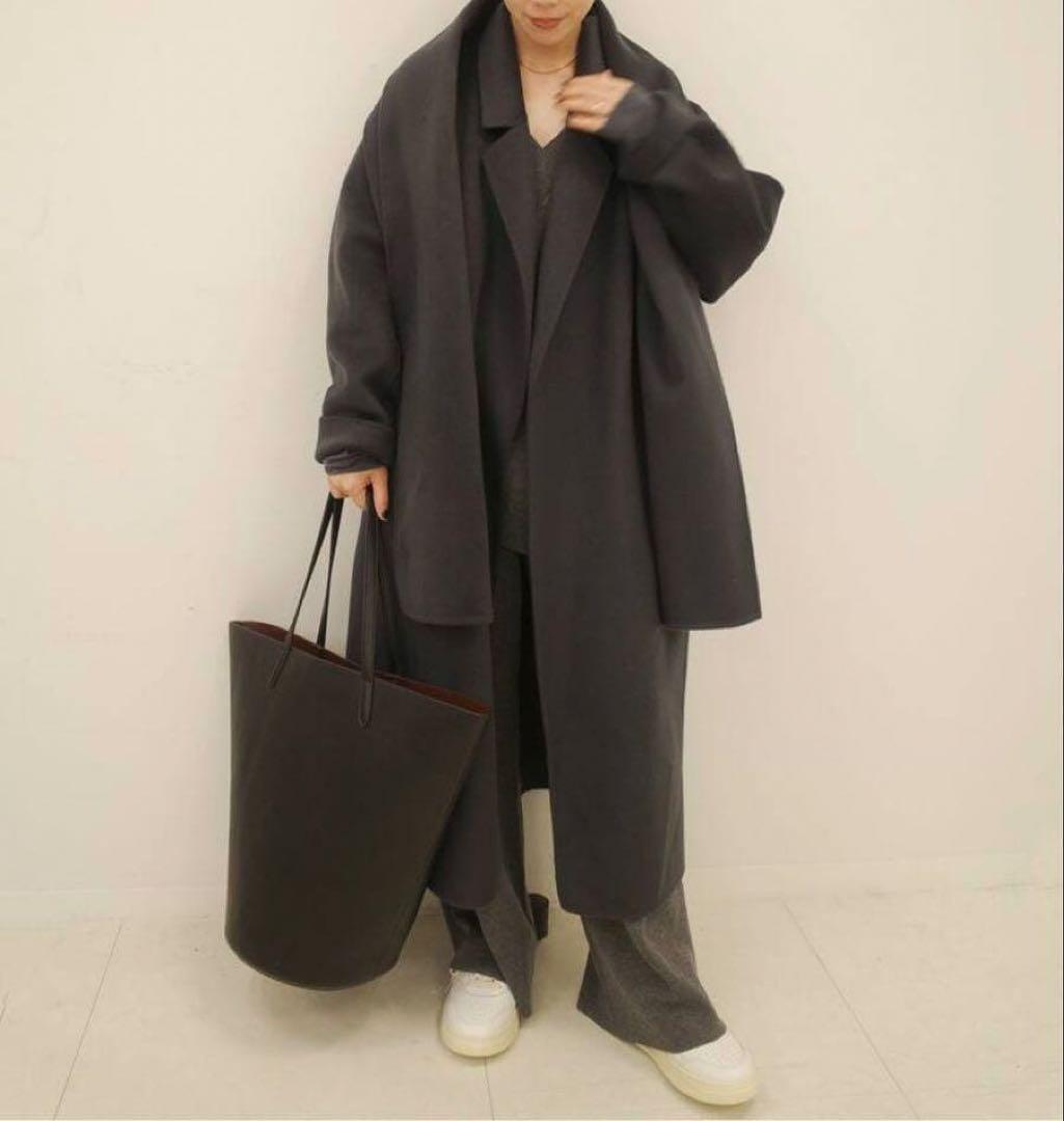 Plage♡ハミルトンコート_ストール付き_グレー