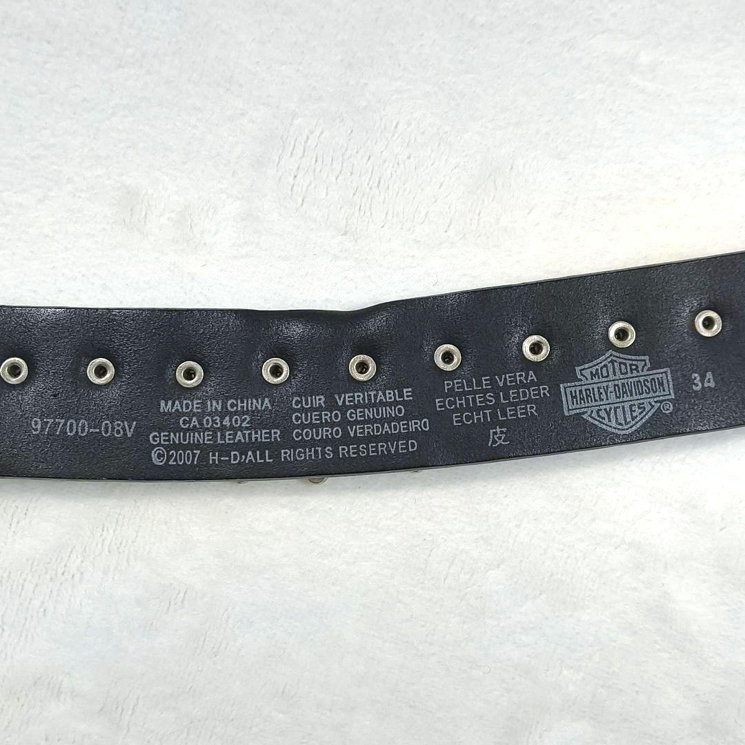ハーレーダビッドソン　ベルト　バックル　ドクロ　レザー　ブラック