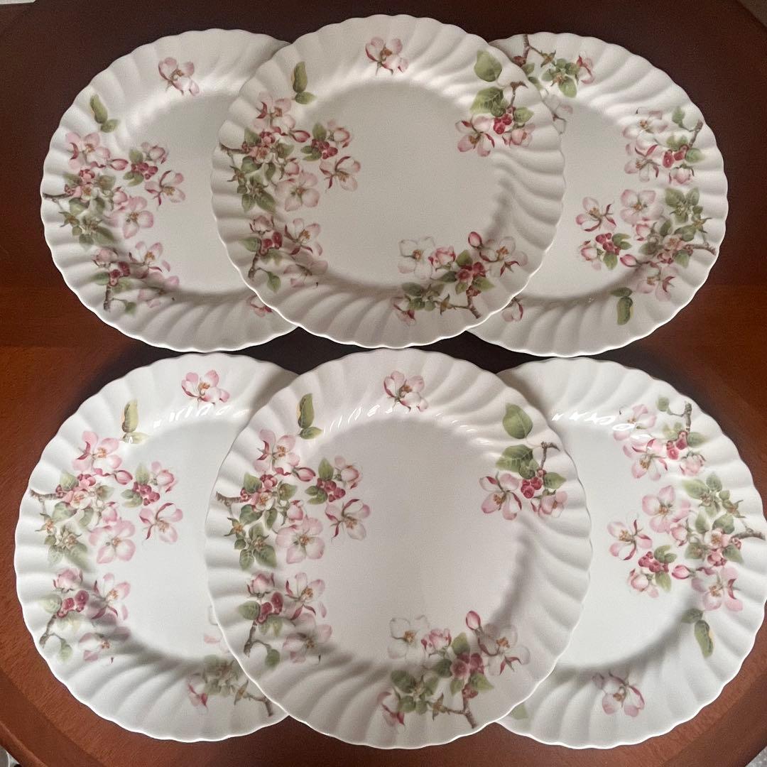 【黒壺美品】英国製　ウェッジウッド★アップルブロッサム★ディナー皿　６枚