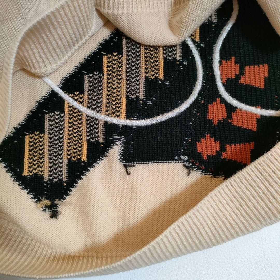 【美品】ピッコーネ　オーバーサイズタートルニット　ジャガード　刺繍　ポケット